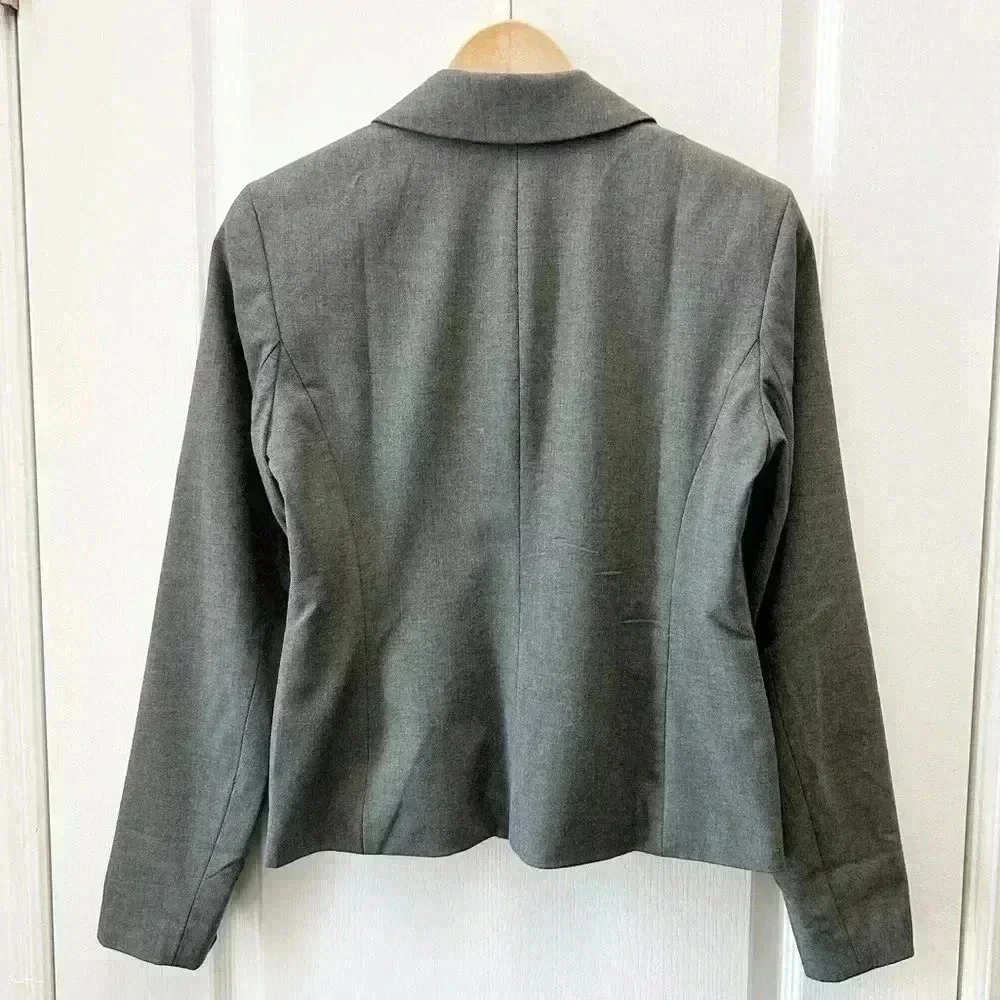 Michael Kors Grey Blazer Fitted Single Breasted Classic Size 4 - Picture 5 of 16
